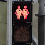 red light with couples design