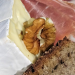 Cheese, ham, walnut and bread