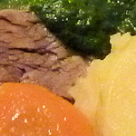 Beef, carrots, potatoes and spinach