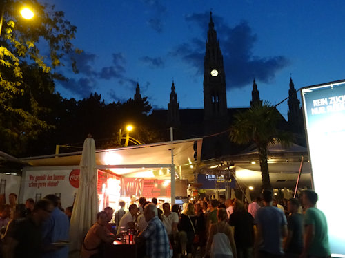 Food stalls at the film festival