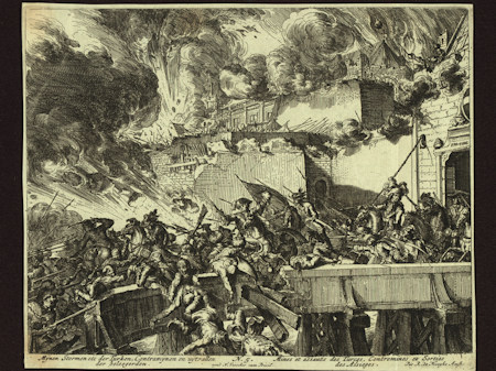 The battle at the Burg bastion by Romeyn de Hooghe; Wien Museum Inv.-Nr. 111017/5