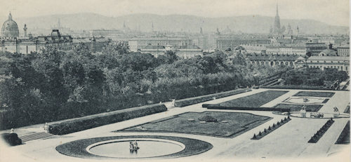 Historical view of Vienna from Belvedere gardens