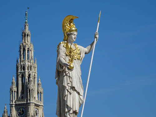 Athena and the Rathhaus in the distance