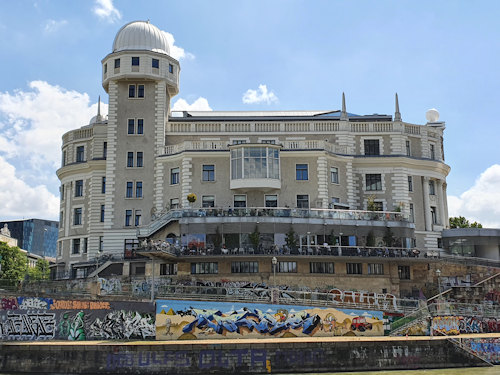 The Urania from the Donaukanal north bank