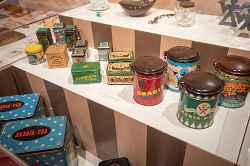 View of Arabia coffee tins