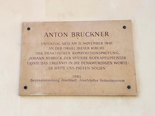 Bruckner plaque on the Piaristenkirche