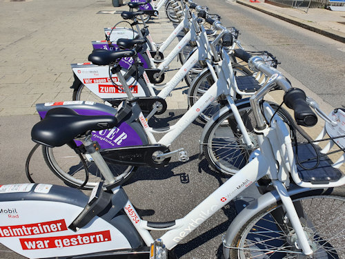 Stack of rental bikes