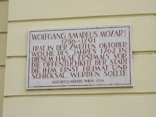 Mozart plaque outside the Collaltopalais