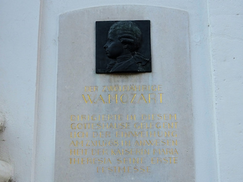 Mozart plaque outside the Waisenhauskirche