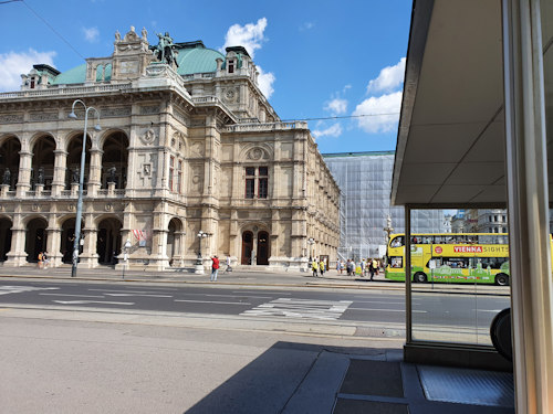 Station exit and opera house