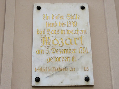 Plaque outside Mozart's place of death