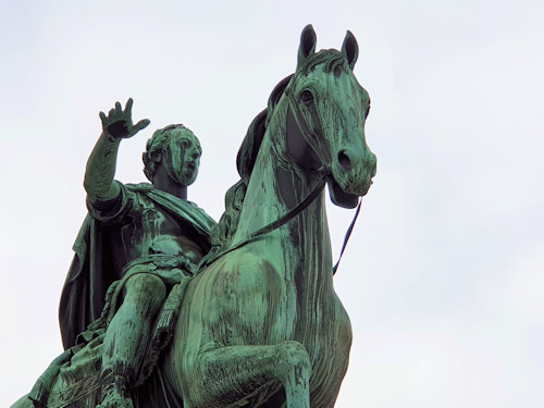 Close up of bronze emperor and horse