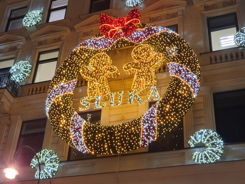 Christmas lights outside Sluka