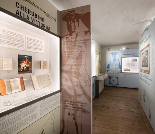 Inside view of the Cherubino alla vittoria! exhibition