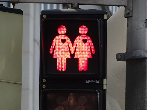 Lesbian pedestrian crossing lights
