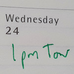 Tour entry in a diary