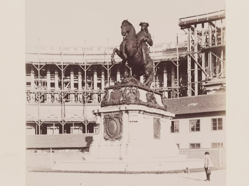 Prince Eugene monument with the Neue Burg behind in 1895