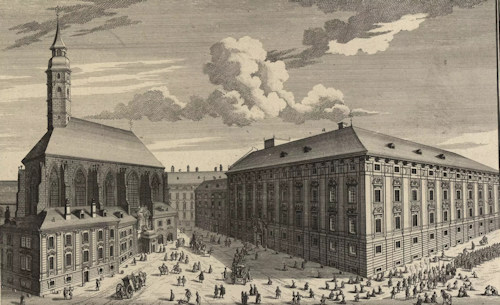 The Minoritenkirche in a 1724 drawing