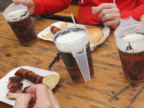 Photos of beer and sausages