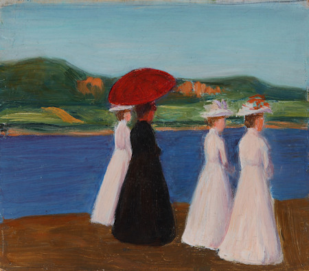 Painting of promenading women by Gabriele Münter