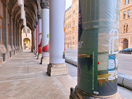 Stone columns outside the Wien Museum MUSA