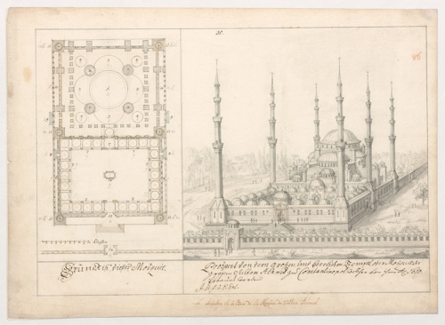 Drawing of a mosque from the 1700s