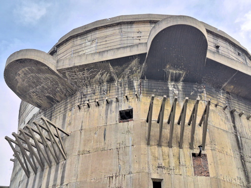 Close up of the top of a WWII flak tower