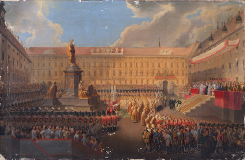 Painting of the 1846 unveiling of the monument to Emperor Franz in Vienna