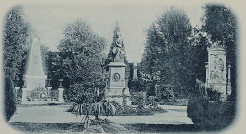 1898 photo of the Mozart memorial and other gravestones