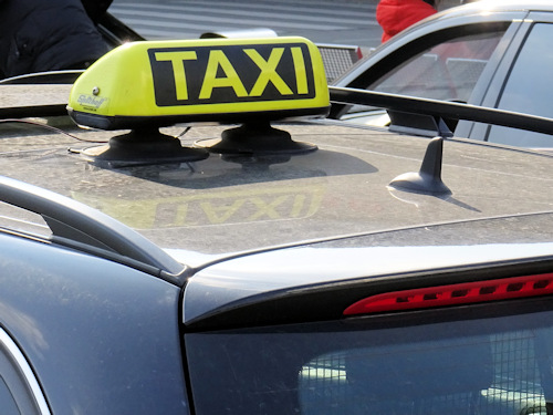 Top of a taxi with sign