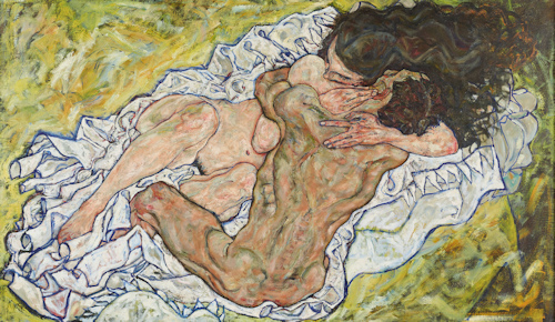 Painting of an embracing couple