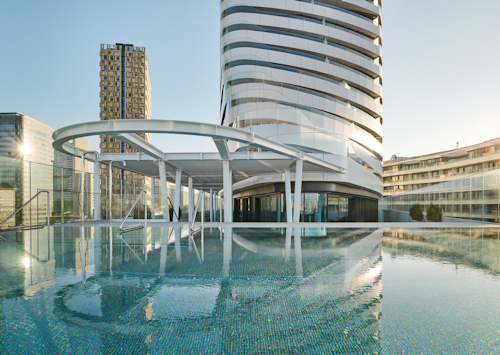 A hotel infinity pool