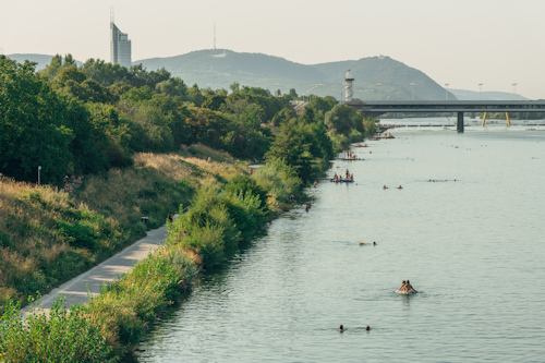 Riverside and bathers