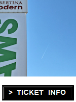 Exhibition sign and blue sky