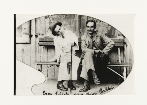 Two men in a black and white photo