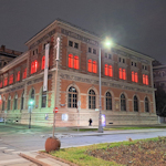 Museum with lighted windows