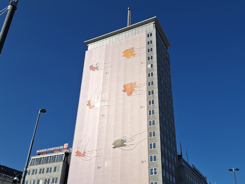 Tower block with art facade